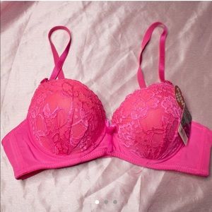 MAMIA BRIGHT PINK LACE PUSH UP BRA
